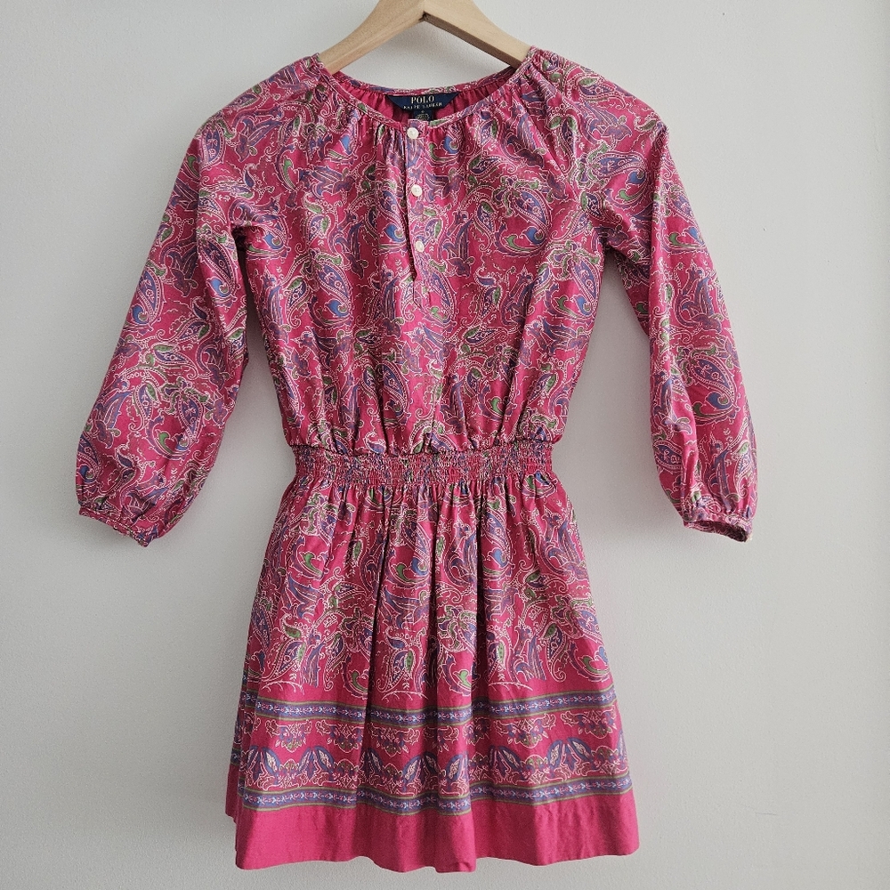 Polo Ralph Lauren Girl's Paisley Cotton Batiste Dress Size 6